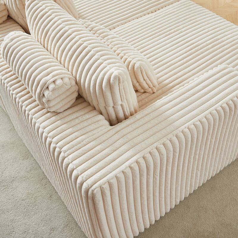 Modern 87" Cloud Plush Lounge Chaise, Fluffy Sleeper Chair with Reclining Sofa Bed for Living Room