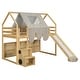 preview thumbnail 23 of 78, Full Size Loft Bed with Slide, Tent, and Storage Shelves - House Frame Kids Bed with Ladder and Car-Shaped Organizer