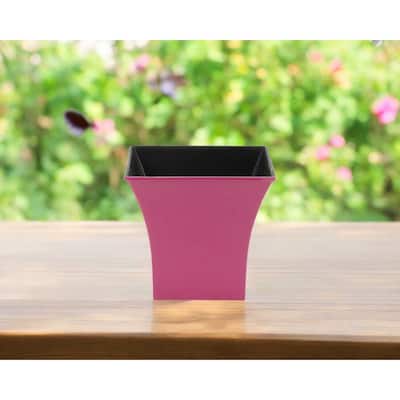 HomeRoots 5" Hot Pink Recycled Plastic Indoor Outdoor Square Pot Planter