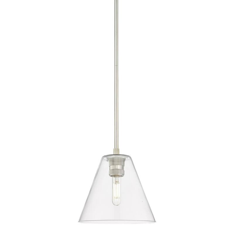 Innovations Lighting 434-1S-8-8 Crown Point Pendant Cone Crown Point - Polished Nickel / Clear