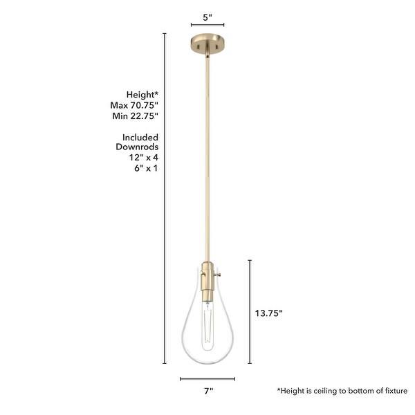 dimension image slide 1 of 2, Hunter Lundin 1 Light Pendant - Kitchen Island, Dining Room - Contemporary, Transitional