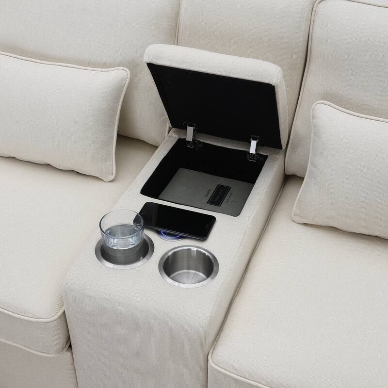 Cotton Linen Sofa with USB: Modern Comfort with Storage