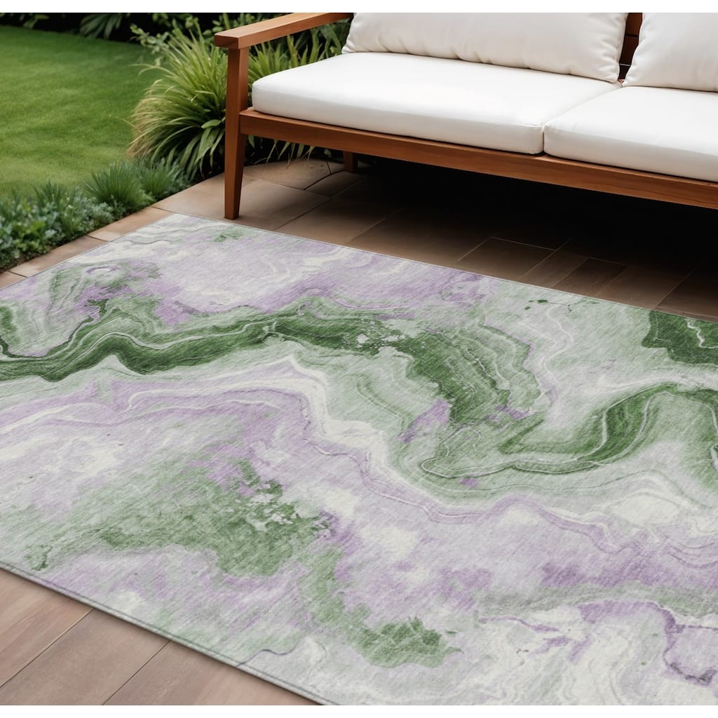 HomeRoots Abstract Transitional Rectangle Outdoor Rug