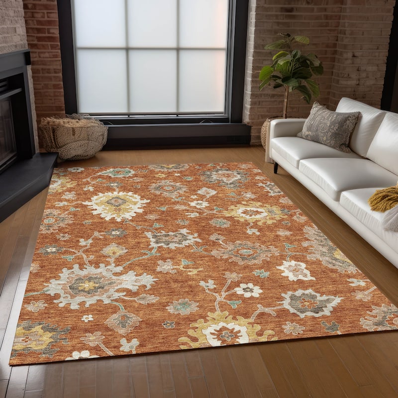 Machine Washable Indoor/ Outdoor Chantille Kashan Traditonal Rug