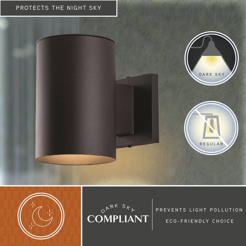 Chiasso Aluminum 1 Light Dark Sky Cylinder Outdoor Wall Lantern - 5-in W x 7.25-in H x 8-in D
