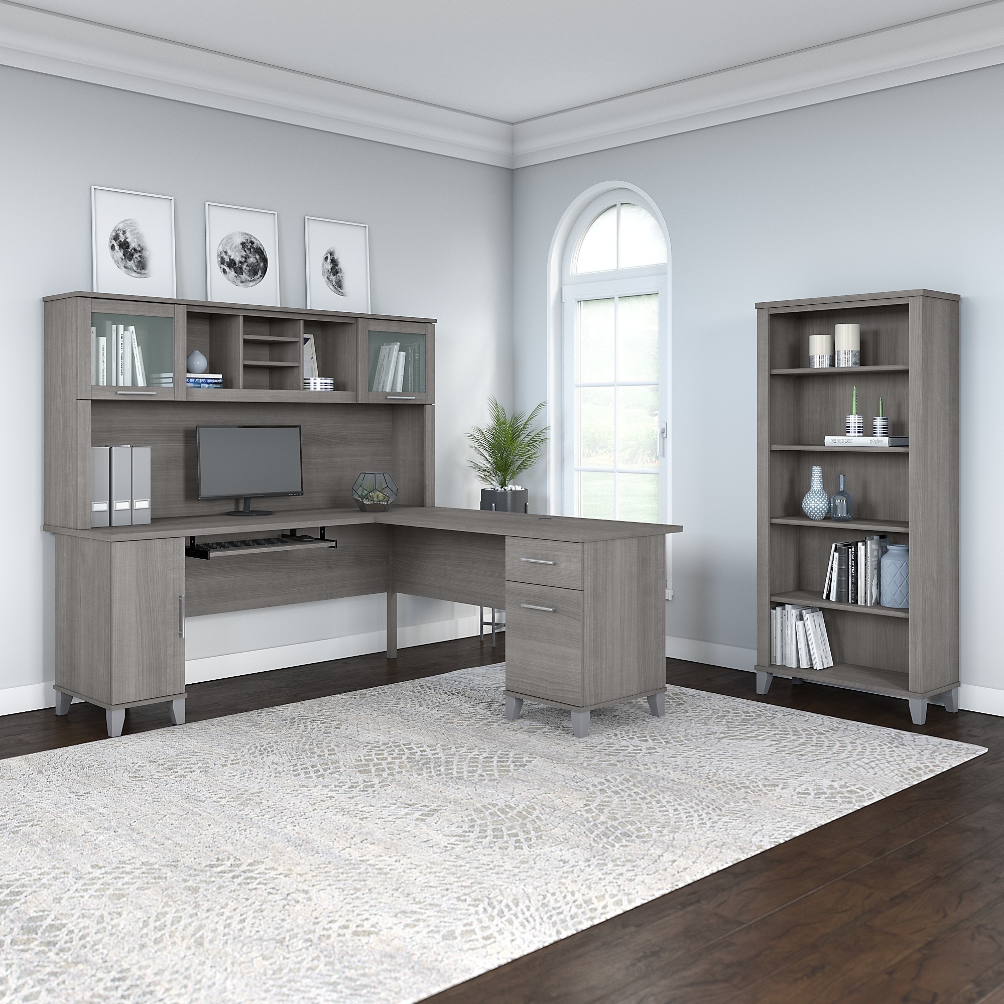 Copper grove desk with clearance hutch