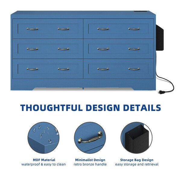 Moasis 6-Drawer 7-Drawer Double Dresser with USB Charging Station