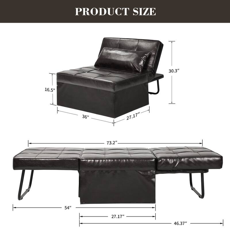 Zenova 4-1 Adjustable Sleeper Sofa Chair with Ottoman, Sofa Bed ,Couch Bed
