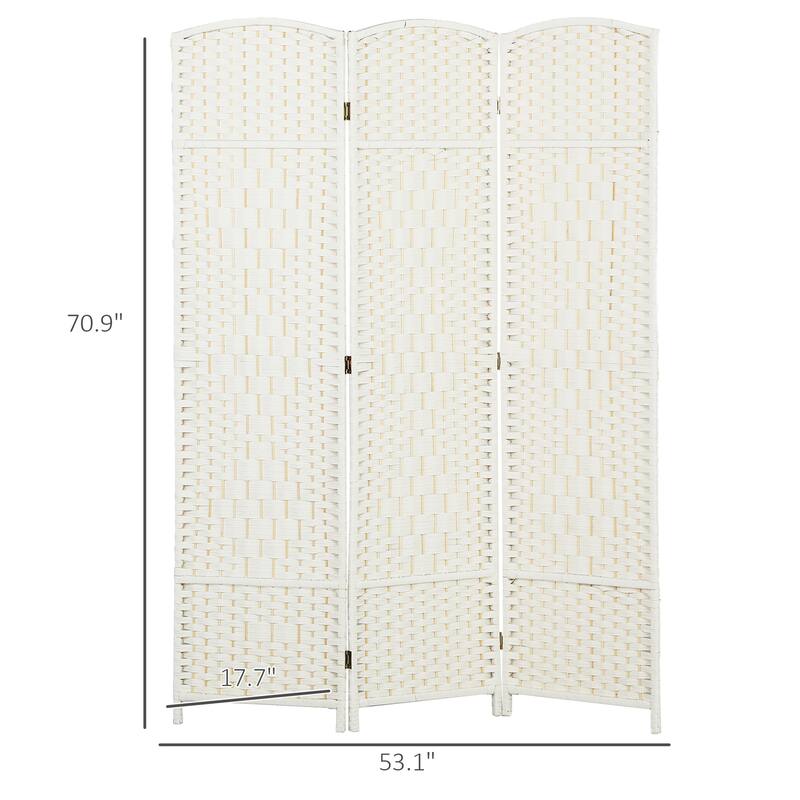 HOMCOM 3 Panel Room Divider, 6' Tall Folding Privacy Screen, Hand-Woven Freestanding Wall Partition
