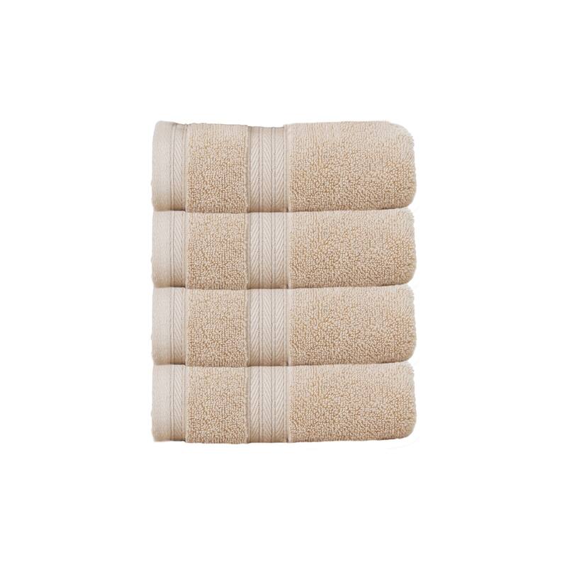 Home Weavers Elegance Essentials 550GSM Cotton Zero Twist Super Absorbent Hand Towel Set of 4 - 16"x24" - Linen