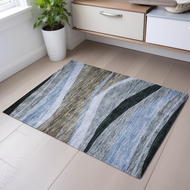 Premium Washable Super Soft Casual Contemporary Mayfield Rug - Brown - 1'8" x 2'6"