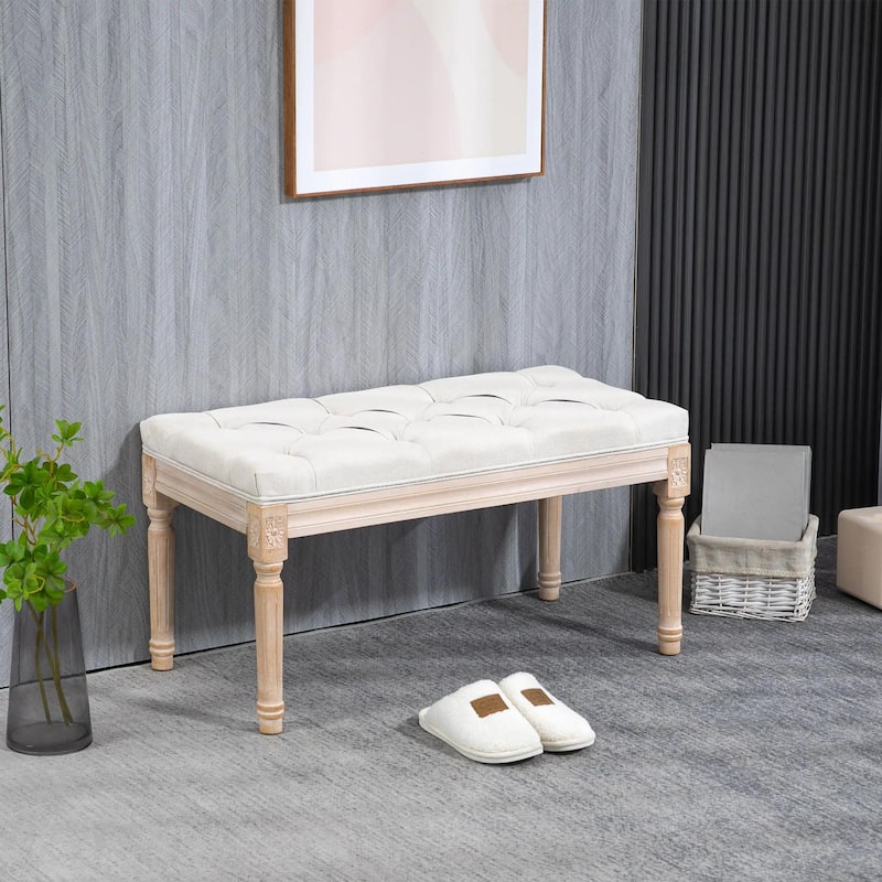 32"/64" Linen Upholstered Bedroom Bench, French End of Bed Bench