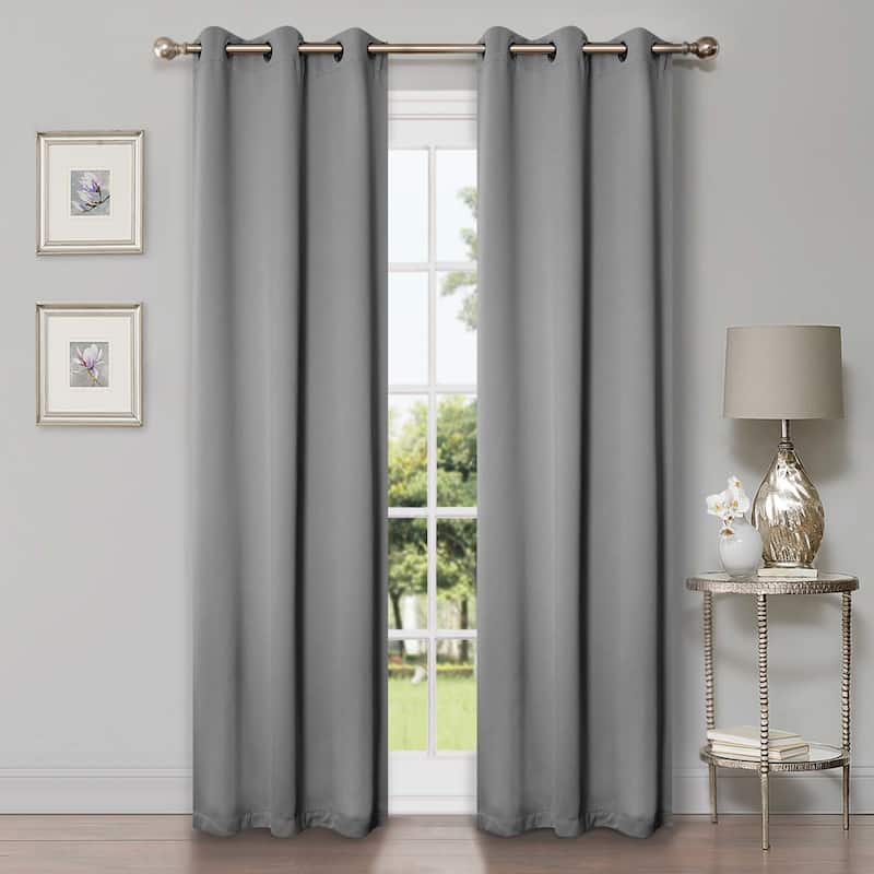 Superior Modern Solid Washable Room Darkening Blackout Curtains, Set of 2 Panels - 8PC- 42" x 96" - Silver