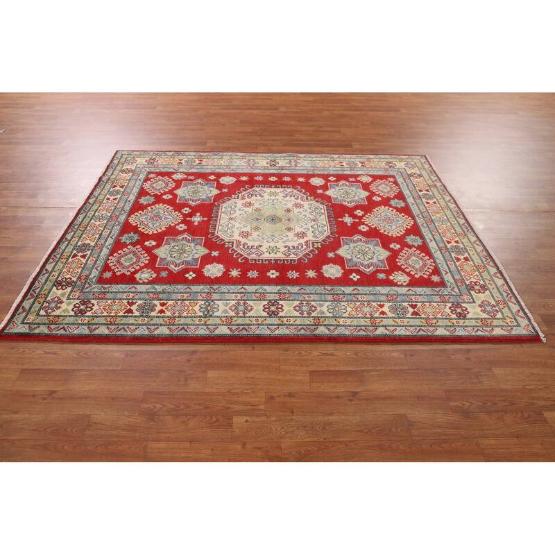 Red Kazak Oriental Area Rug Bedroom Hand-Knotted Wool Carpet - 5'0" x 6'9"