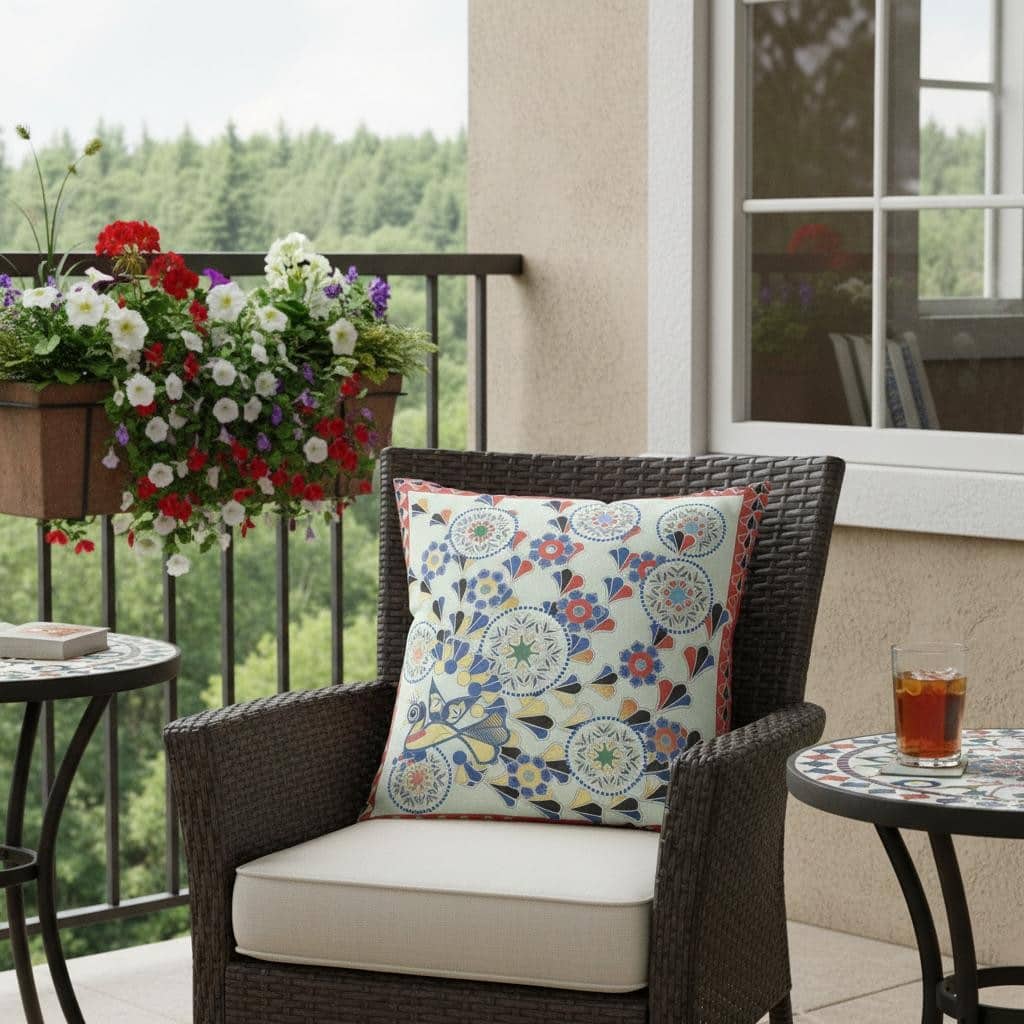 HomeRoots 18" x 18" Light Red Blown Seam Floral Indoor Outdoor Throw Pillow - 18.00' X '5.00' X '18.00