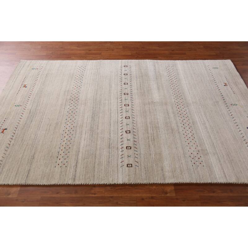 Animals Gabbeh Indian Area Rug Handmade Wool Carpet - 5'1" x 7'9"