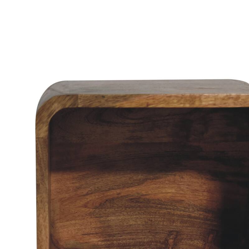 Artisan Furniture Solid Wood Oak-ish Floating Open Nightstand, Shelfs