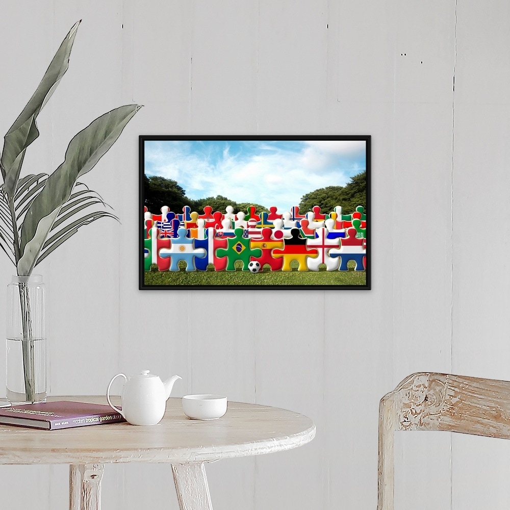 Shop Large Puzzle Pieces With Flags From Around The World On Them