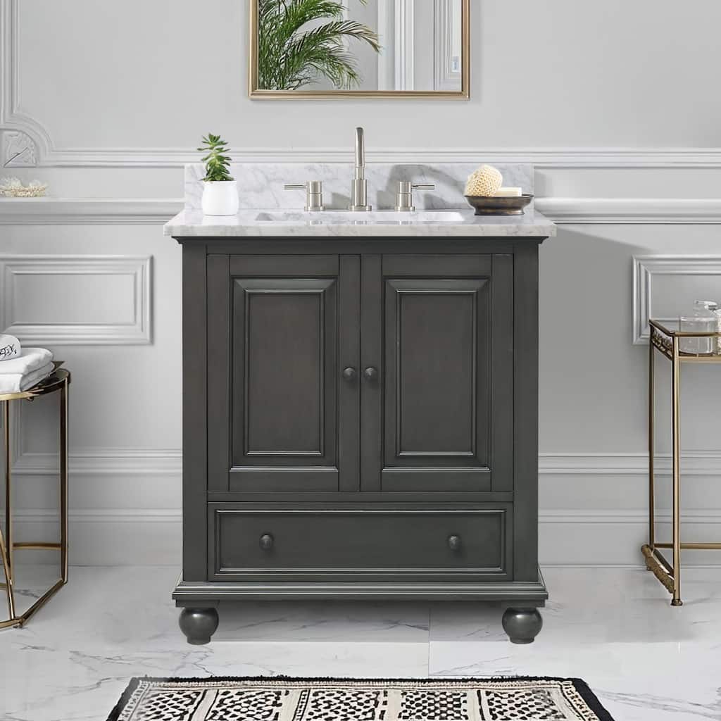 Avanity Thompson 30 in. Single Sink Bathroom Vanity with Carrara Marble Top