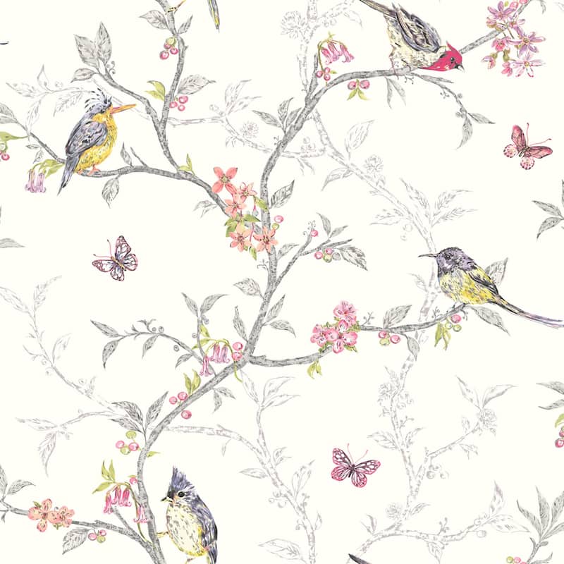 Phoebe Nature Trail Unpasted Wallpaper – 396in x 20.8in - White