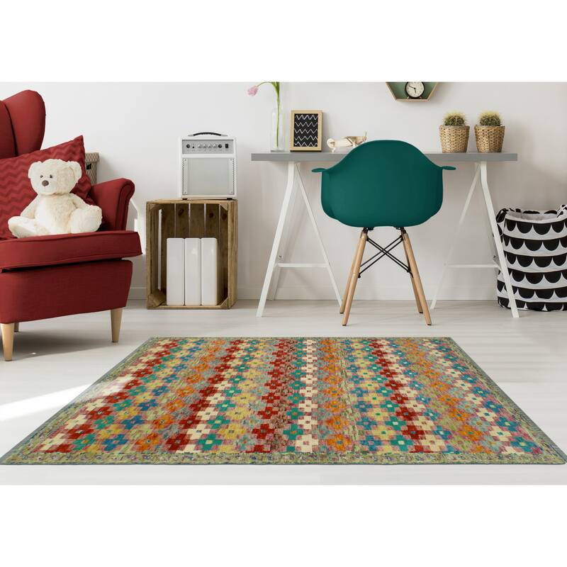 Balochi Adiy Purple/Ivory Rug - 3'3" x 4'11"