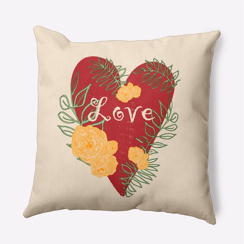 Love And Roses Valentines Day Decorative Throw Pillow - 18" x 18" - Buddah