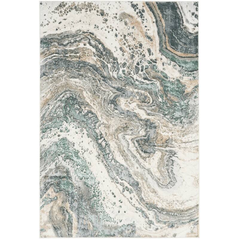 Nourison Illusion Indoor only Blue Abstract Area Rug - 5' 3" x 7'