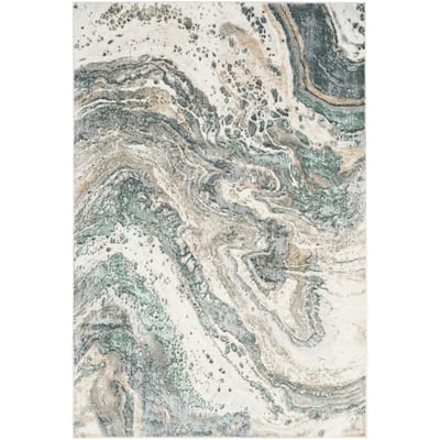 Nourison Illusion Indoor only Blue Abstract Area Rug - 5' 3" x 7'