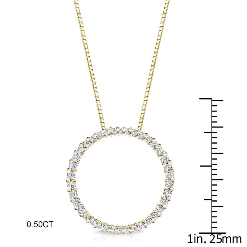 Auriya 14K Yellow Gold Diamond Circle Pendant Necklace