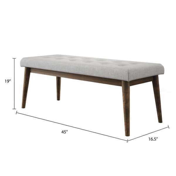 Abbyson Retro Upholstered Tufted Mid Century Rectangle Bench
