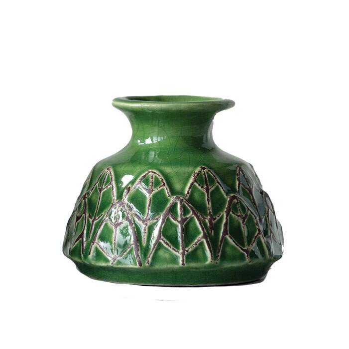 Green Embossed Stoneware Vases (Set of 3 Sizes)
