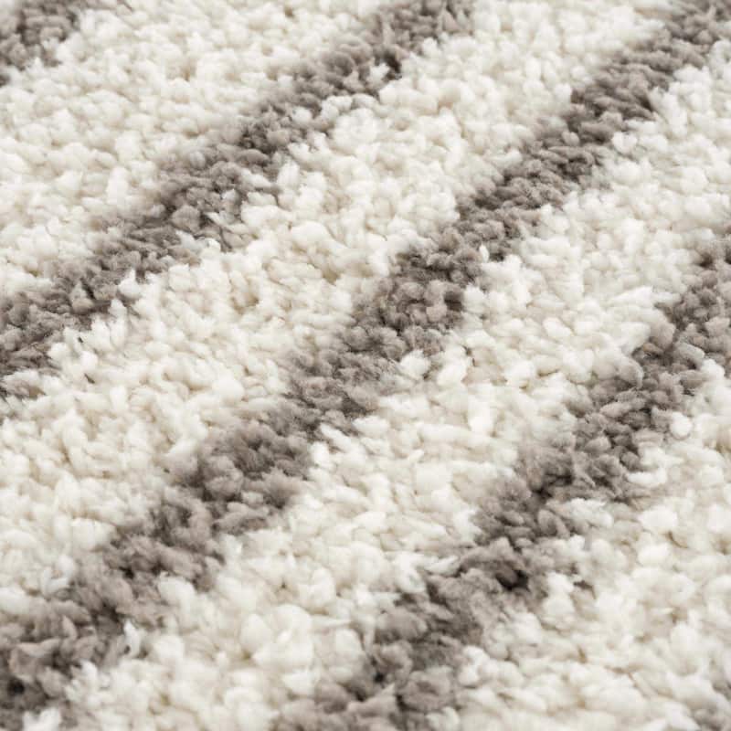 Hauteloom Jola Living Room, Bedroom Area Rug - Plush Pile - Bone, Taupe, Cloud Gray - 6'7" x 9'