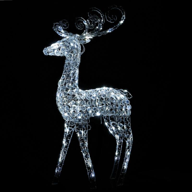 National Tree Company 4 ft. Crystal Bead Deer with LED Lights - White