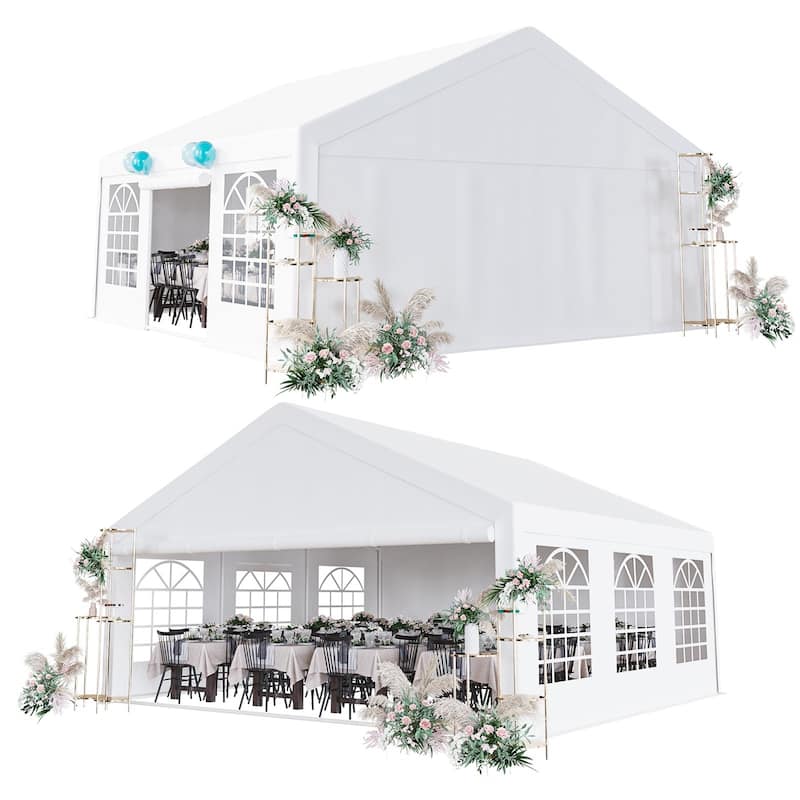 Outdoor Wedding Canopy Tents for Parties with Removable Sidewalls & 3 Storage Bags, Waterproof Gazebo Shelter - 20*20 Ft