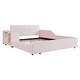 preview thumbnail 39 of 95, Velvet Grounded Bed Mother & Child Bed Platform Slat Bed Frame with Little Round Stool and Bedside Desk for Growing Child
