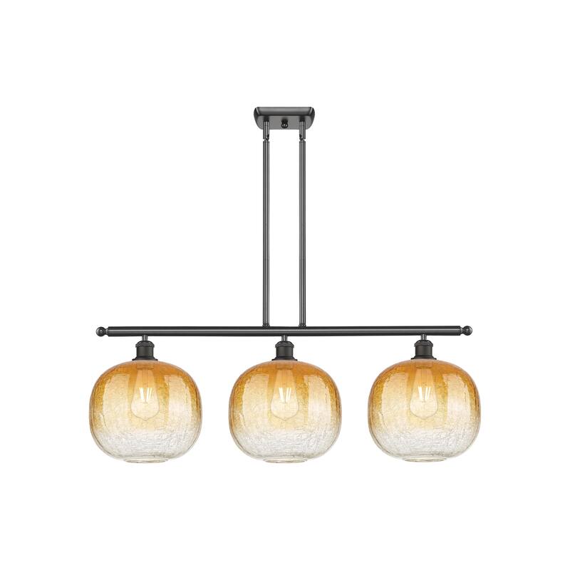 Innovations Lighting Endless Possibilities Ballston - Brookhaven Sphere - 3 Light 37" Stem Hung Island Light - Oil Rubbed Bronze/Amber