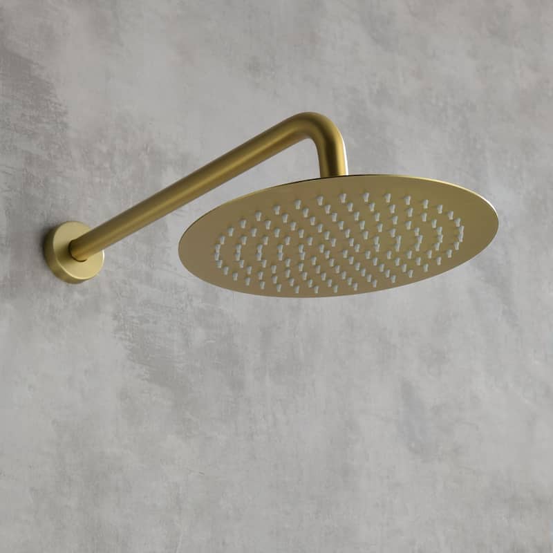 Wall Mounted Shower Faucet With Rough-in Valve Modern Complete Shower System Rainfall 10 Inch Round Shower Head Tirm Kit Set