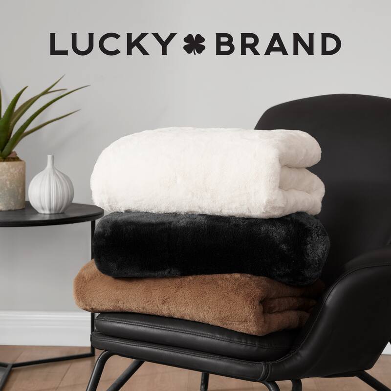 Lucky Brand Solid Synthetic Fur Rabbit 50" x 70" Throw Blanket