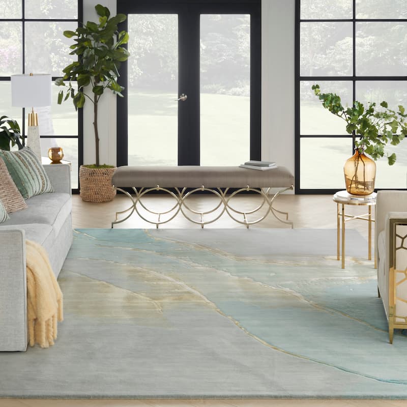 Nourison Prismatic Modern Abstract Shimmer Spa Glam Area Rug