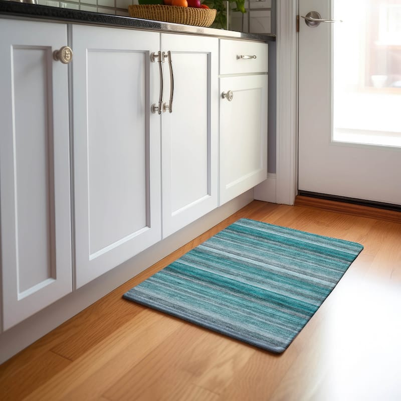 Premium Washable Super Soft Ombre Stripes Mayfield Rug - Teal - 1' 8" x 2' 6" - Rectangle