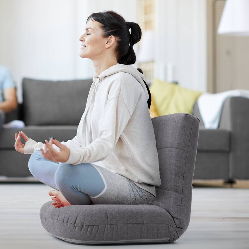 Folding Padded Floor Chair with with Adjustable Backrest for Lounge Meditation or Gaming