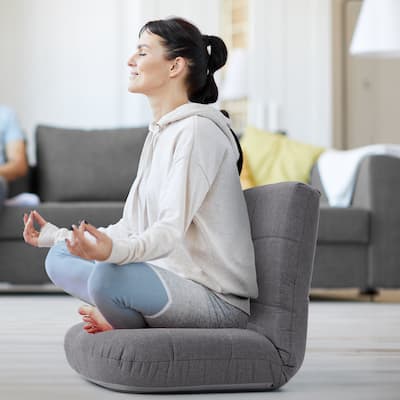 Folding Padded Floor Chair with with Adjustable Backrest for Lounge Meditation or Gaming