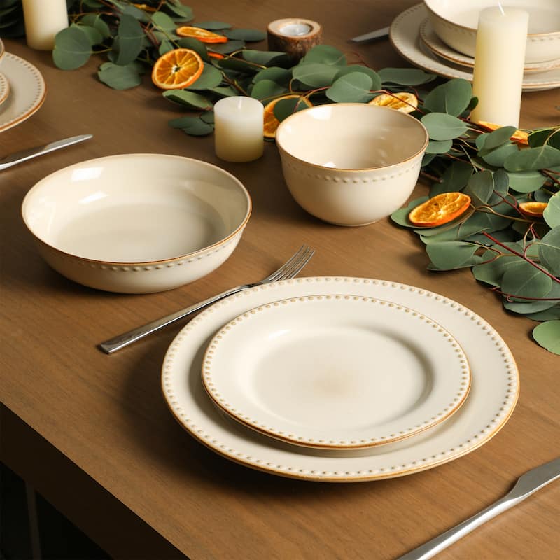 Stone Lain Comet Stoneware Dinnerware Set - Cream - 12 Piece