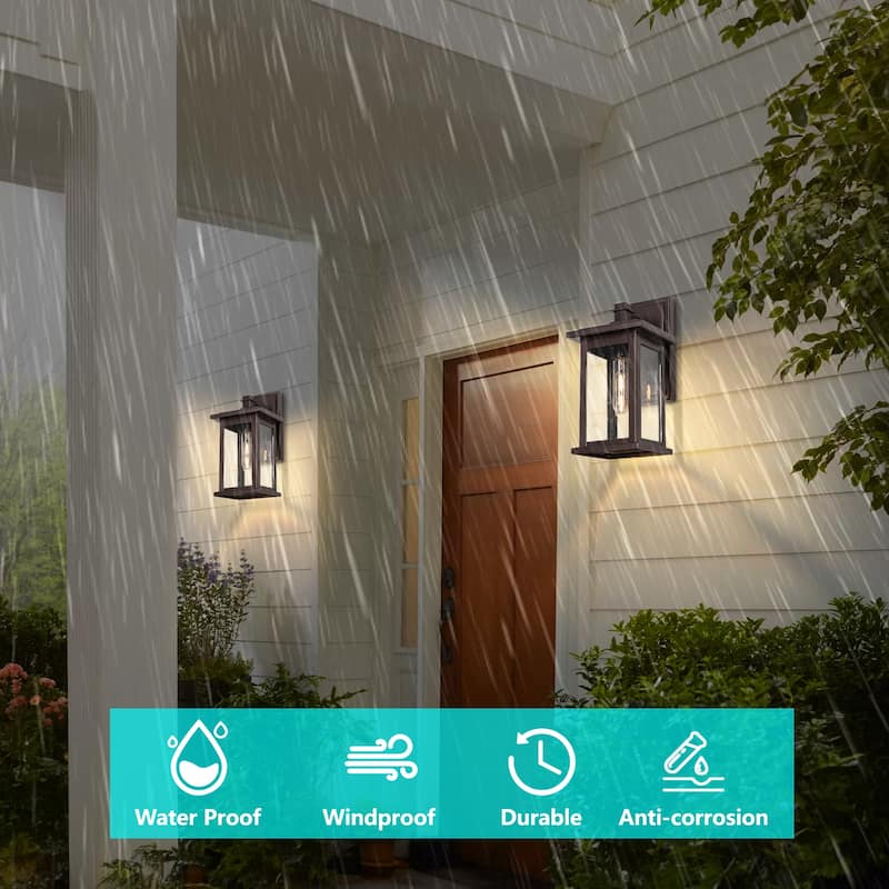 Brown Outdoor Oil Rubbed Bronze Wall Lamp Without Bulb Set of 2