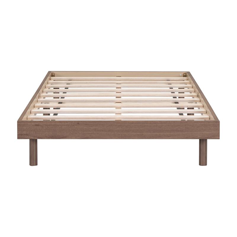 Twin Size Floating Platform Bed with Rubberwood Legs & Plywood Slats