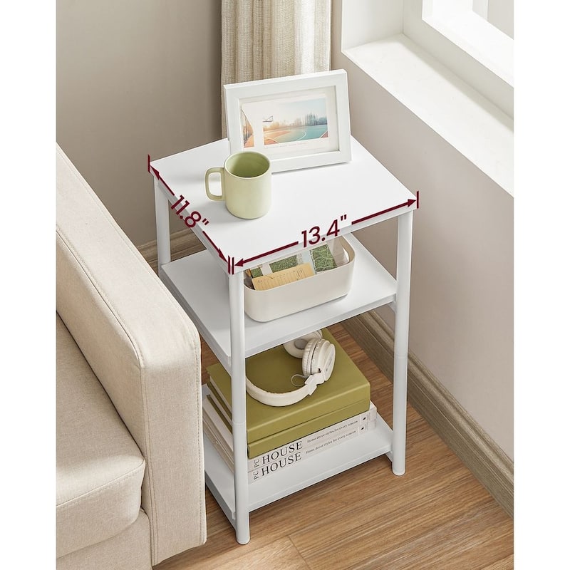 Wood Modern Small End Table with Storage Shelf - 11.8"D x 13.4"W x 22.8"H