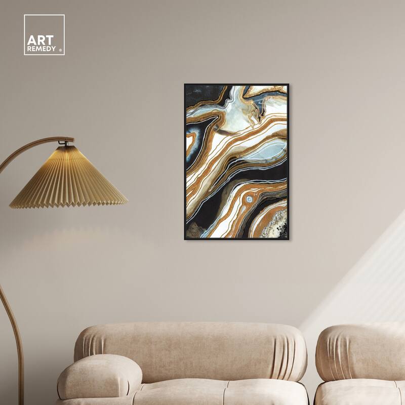 Art Remedy Black And Gold I Framed Mineral, Agate & Geode 1 Piece Canvas Wall Art