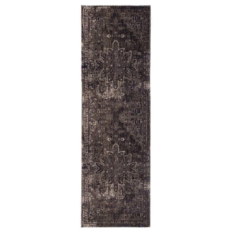 The Curated Nomad Clarion Indoor/ Outdoor Medallion Area Rug - 2'6" x 8' Runner - Blue/Black