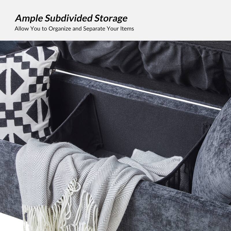 Angelus Upholstered Flip Top Storage Bench withTwo Pillows and Arms by HULALA HOME