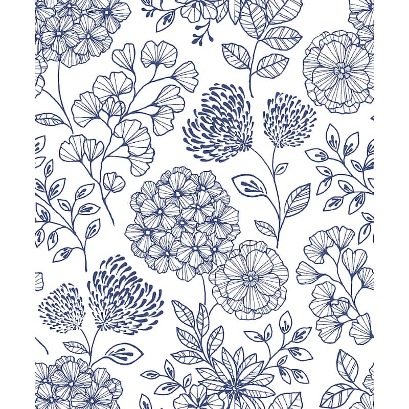 Scott Living Ada Blue Floral Wallpaper